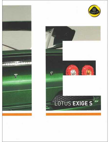 Brochure LOTUS EXIGE S (2012) Anglais | CAT03 - Ref: ENG FEB12 |