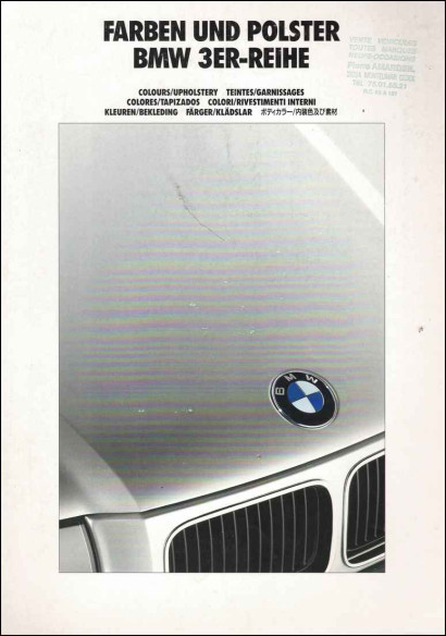 Brochure Teintes et Garnissages BMW Série 3 (316 / 318 / 320 / 325) 1991 | BMW 177 - Ref: 1 11 03 15 99 2/91 VM |