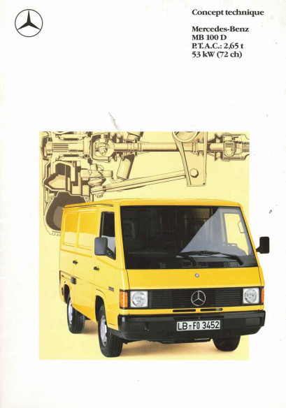 Brochure MERCEDES MB 100 D 72ch (Français) 1987 | MER213 - Ref: MK 6702.2151.73-00/1287 |