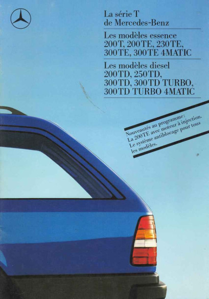 Brochure MERCEDES Série T - Inclus 200TE (Français) 1988 | MER220 - Ref: MKP 6701.0501.03-05/0888 |