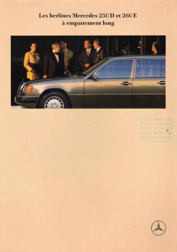 Brochure MERCEDES 250D et 260E Berlines Empattement long (Français) 1990 | MER225 - Ref: 670.11100.03-00/1280 |