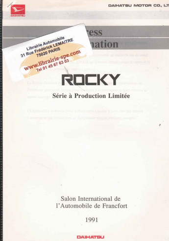 Press Information DAIHATSU ROCKY - Francfort 1991 (Français) | DAI05 - Ref: Press ROCKY |