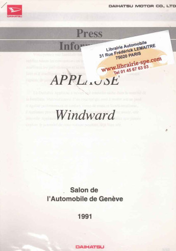 Press Information DAIHATSU APPLAUSE Windward - Genève 1991 (Français) | DAI10 - Ref: Press APPLAUSE Windward |