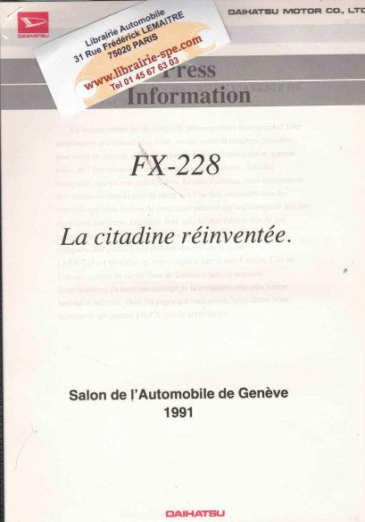 Press Information DAIHATSU FX-228 - Genève 1991 (Français) | DAI08 - Ref: Press FX-228 |