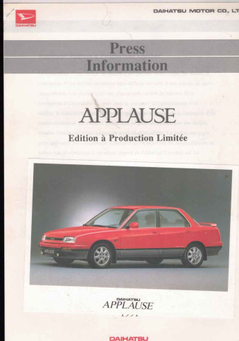 Press Information DAIHATSU APPLAUSE - Francfort 1991 (Français) | DAI06 - Ref: Press APPLAUSE |