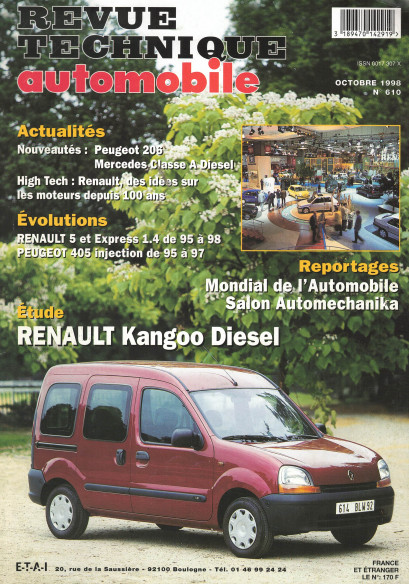 Revue technique Automobile RENAULT Kangoo Diesel 54 et 64ch | RTA610 |