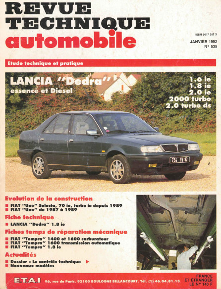 Revue technique Automobile LANCIA Dedra Essence et Diesel (inclus 2000 Turbo) | RTA597 |