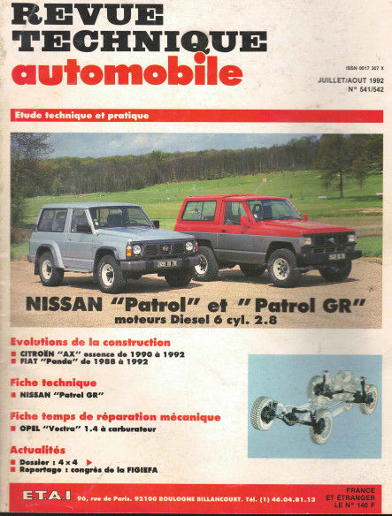 Revue technique Automobile NISSAN Patrol et Patrol Diesel 6 cylindres 2.8 | RTA541/542 |