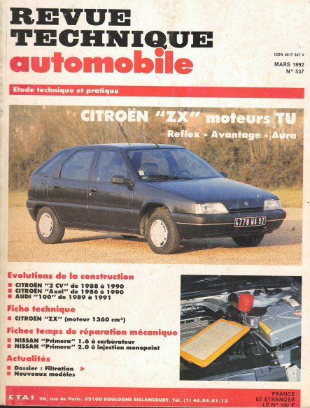 Revue technique Automobile CITROEN ZX TU 60 et 75ch | RTA537 |