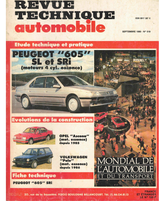 Revue technique Automobile PEUGEOT 605 SL et SRi Essence 4 Cyl. | RTA519 |