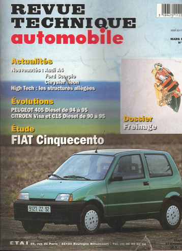 Revue technique Automobile Fiat Cinquecento 899 et 1108 cm3 | RTA571 |