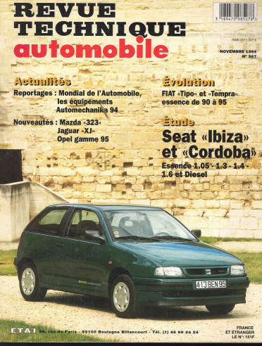 Revue technique Automobile SEAT Ibiza et Cordoba Essence et Diesel | RTA567 |