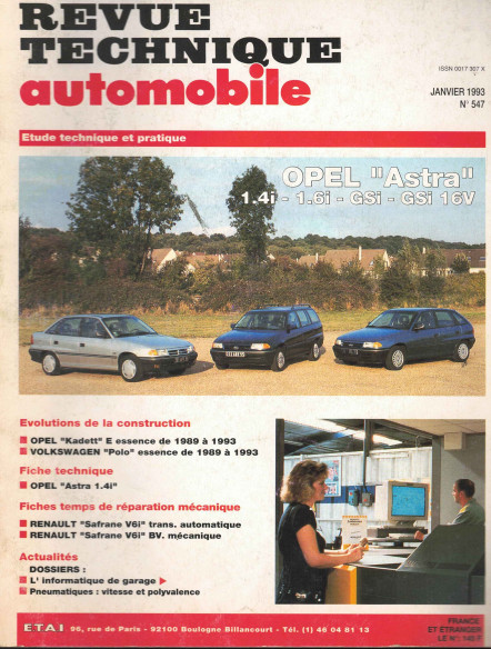 Revue technique Automobile OPEL Astra Essence et 16v | RTA547 |