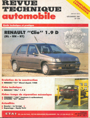 Revue technique Automobile RENAULT Clio 1.9 Diesel | RTA534 |