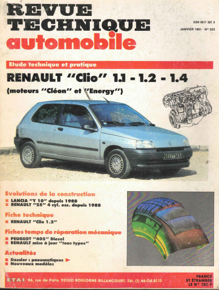 Revue technique Automobile RENAULT Clio 1.1, 1.2 et 1.4 (Cléon et Energy) | RTA523 |