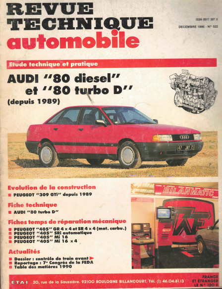 Revue technique Automobile AUDI 80 Diesel et Turbo-Diesel | RTA522 |