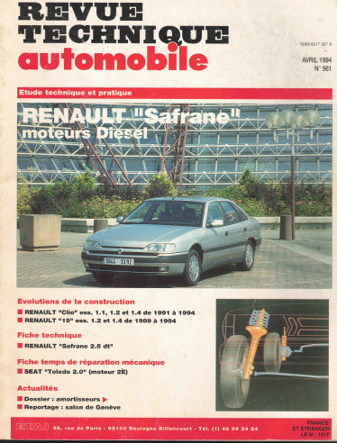 Revue technique Automobile RENAULT Safrane Diesel 2.1 et 2.5l | RTA561 |