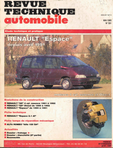 Revue technique Automobile RENAULT Espace Essence et Diesel (4 cylindres) | RTA551 |