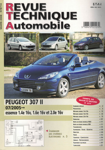 Revue Technique Automobile PEUGEOT 307 Phase 2 Essence 16v | RTA B714 |