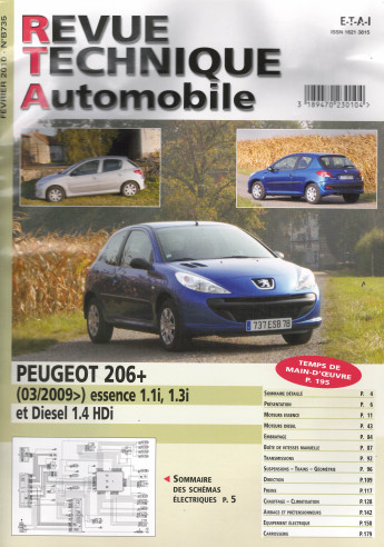 Revue Technique Automobile PEUGEOT 206+ Essence et Diesel | RTA B735 |