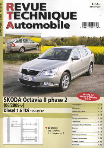 Revue Technique Automobile SKODA Octavia 1.6 TDi 105 CR FAP | RTA B763 |