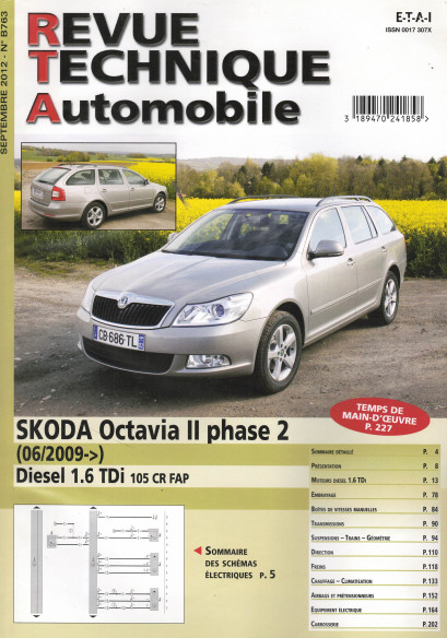 Revue Technique Automobile SKODA Octavia 1.6 TDi 105 CR FAP | RTA B763 |