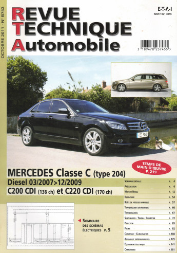 Revue Technique Automobile MERCEDES Classe C (type 204) 200 CDi et 220 CDi | RTA B753 |