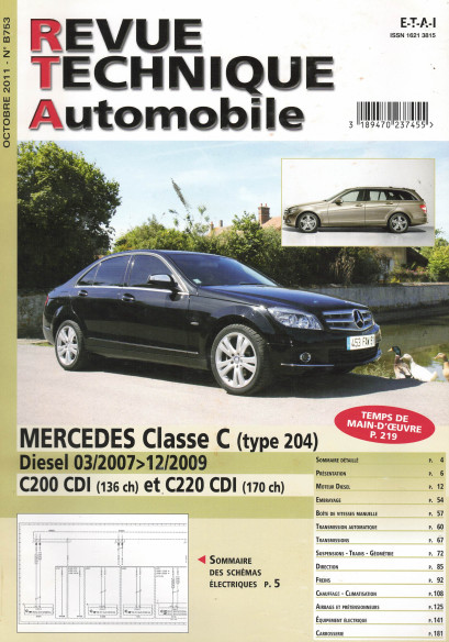 Revue Technique Automobile MERCEDES Classe C (type 204) 200 CDi et 220 CDi | RTA B753 |