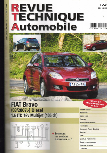 Revue Technique Automobile FIAT Bravo 1.6 JTd 16V Multijet 105ch | RTA B740 |