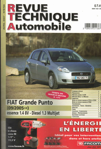 Revue Technique Automobile FIAT Grande Punto Essence 1.4 et Diesel 1.3 | RTA B704 |