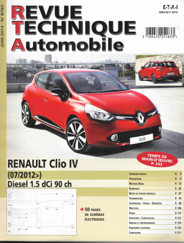 Revue Technique Automobile RENAULT Clio 4 - 1.5 DCi 90ch | RTA B783 |