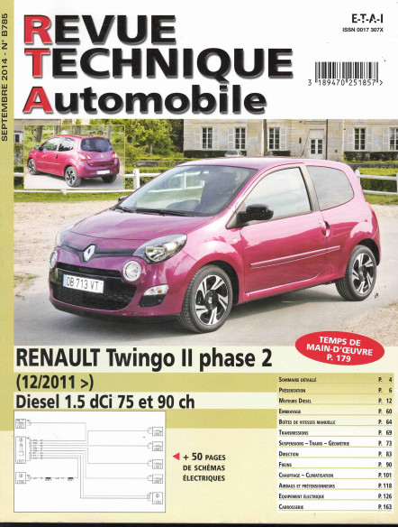Revue Technique Automobile RENAULT Twingo 2 Phase 2 - 1.5 DCi 75 et 90ch | RTA B785 |