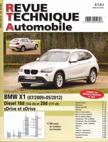 Revue Technique Automobile BMW X1 Diesel 18D et 20D | RTA B782 |