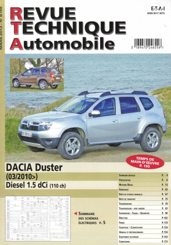 Revue technique Automobile DACIA Duster 1.5 DCi 110ch | RTA B769 |