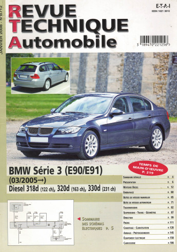 Revue technique Automobile BMW Série 3 (E90/E91) Diesel depuis 03/2005 | RTA B712 |