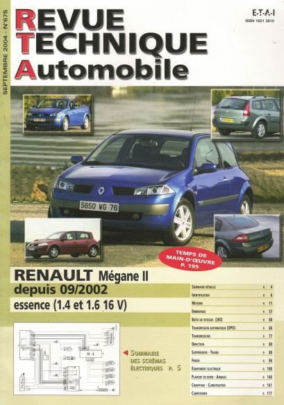 Revue technique Automobile RENAULT Mégane 2 Essence (1.4 et 1.6 16v) | RTA 675 |