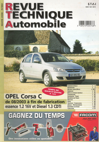 Revue technique Automobile OPEL Corsa C Essence et Diesel depuis 08/2003 | RTA 692 |