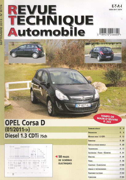 Revue technique Automobile OPEL Corsa D 1.3 CDTi depuis 01/2011 | RTA B774 |