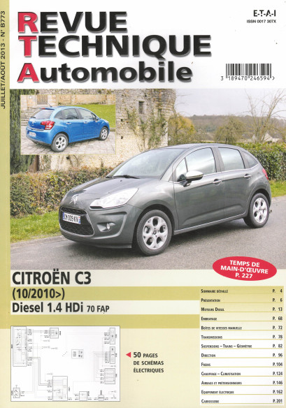 Revue technique Automobile CITROEN C3 1.4 HDi 70 FAP depuis 10/2010 | RTA B773 |