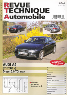 Revue technique Automobile AUDI A4 Diesel 2.0 TDi 143ch depuis 01/2008 | RTA B757 |