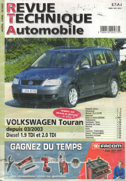Revue technique Automobile VOLKSWAGEN Touran Diesel depuis 03/2003 | RTA 693 |
