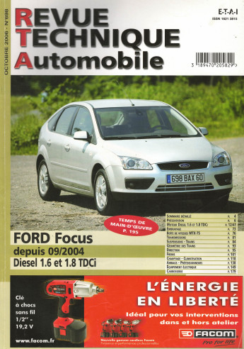 Revue technique Automobile FORD Focus 1.6 et 1.8 TDCi depuis 09/204 | RTA 698 |