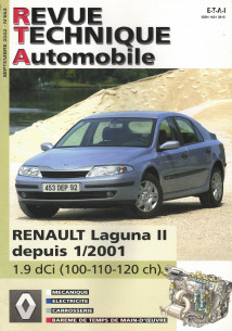 Revue technique Automobile RENAULT Laguna 2 Diesel 1.9 DCi depuis 01/2001 | RTA 653 |