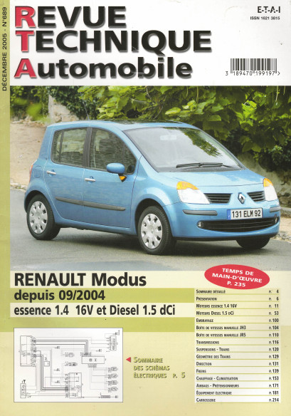 Revue technique Automobile RENAULT Modus Essence et Diesel depuis 09/2004 | RTA 689 |