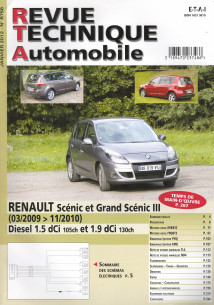 Revue technique Automobile RENAULT Scénic 3 et Grand Scenic 3 DCi (1.5 et 1.9l) | RTA B756 |