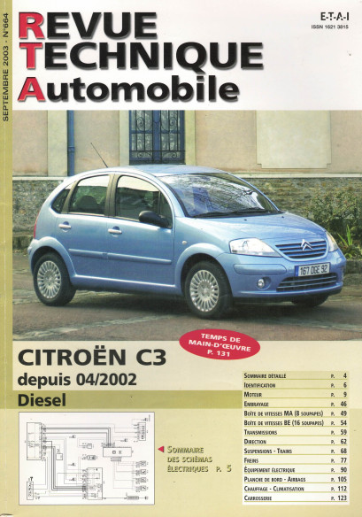 Revue technique Automobile CITROEN C3 Diesel depuis 04/2002 | RTA 664 |