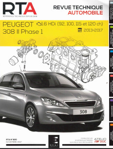 Revue technique Automobile PEUGEOT 308 2 Phase 2 Diesel 1.6 HDi | RTA 820 |