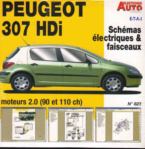 PEUGEOT 307 HDi 2.0 - Schémas électriques, EOBD (Sur CD-Rom) | CD-Rom N° 823 |