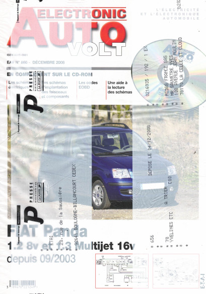AUTO-VOLT FIAT Panda 1.8 et 1.3 Multijet Depuis 2003 (CD-Rom Schéma-EOBD) | EAV N°860 |