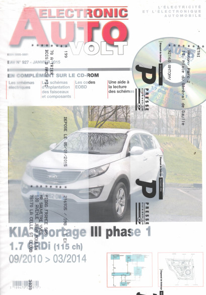 AUTO-VOLT KIA Sportage 3 1.7 CRDi De 2010 à 2014 (CD-Rom Schéma-EOBD) | EAV N°927 |